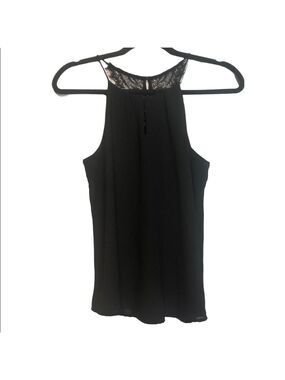 NAKED Zebra Keyhole Front Lace Back High Neck Spaghetti Strap Tank, Size S